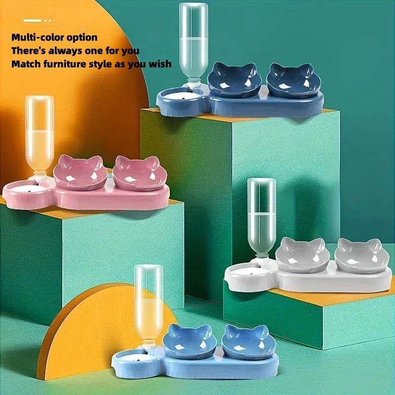 3in1 Pet Feeder Automatic Tilted and NeckFriendly