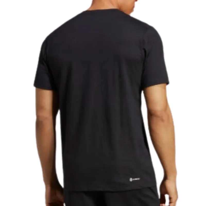 Adidas Train Essentials Feelready Logo Training Men Tennis Tee  - Black/White