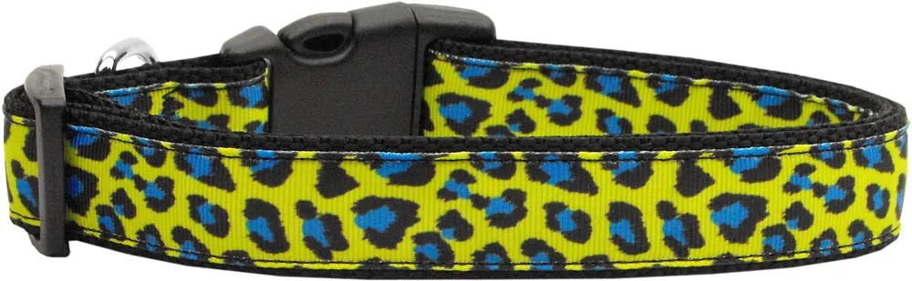 Blue And Yellow Leopard Nylon Cat Collar