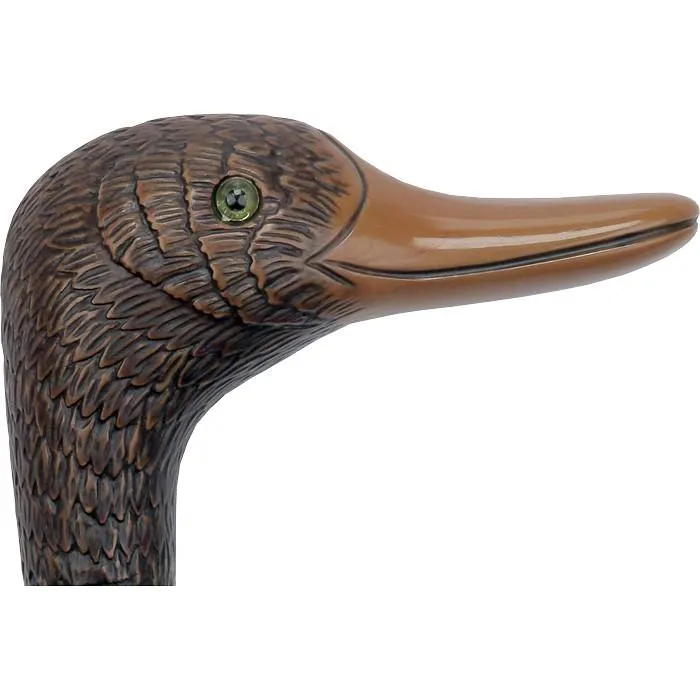 Brown Mallard Duck Head-talian Handle Cane w/ Custom Shaft and Collar