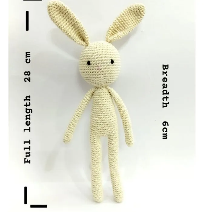 Calm Cream Bunny Baby Bow - Handcrafted Amigurumi