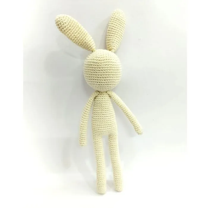 Calm Cream Bunny Baby Bow - Handcrafted Amigurumi