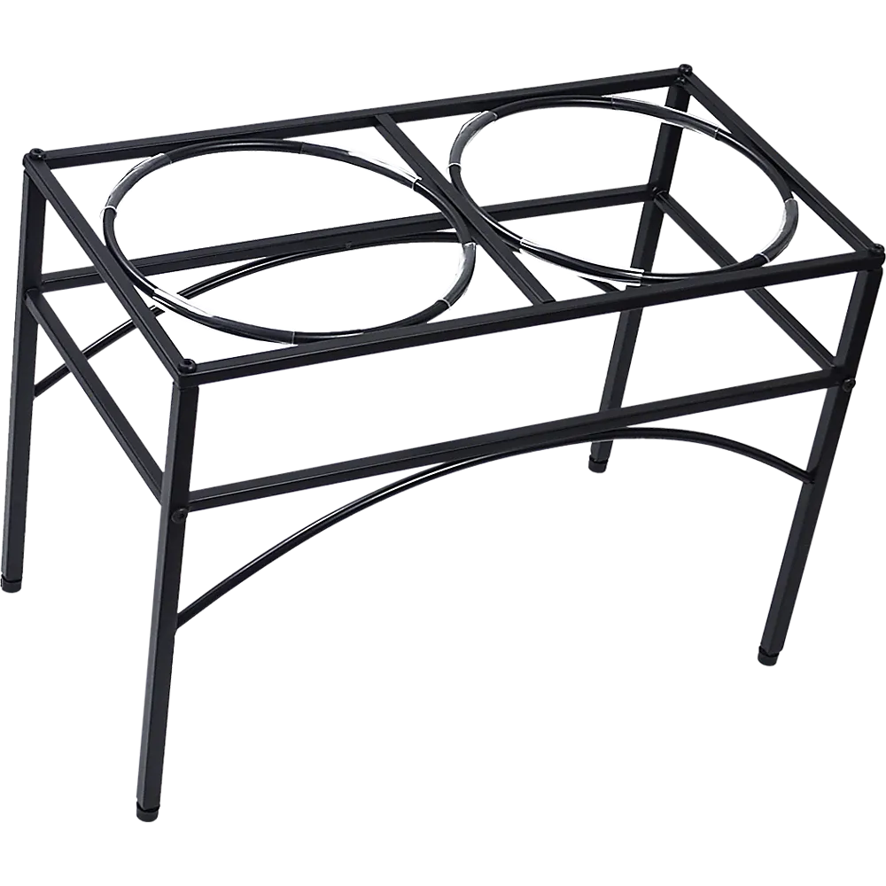 Dual Elevated Raised Pet Feeder, Non-Slip, 2.4L Bowls, Black Iron Stand