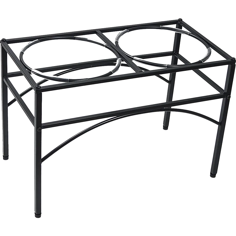 Dual Elevated Raised Pet Feeder, Non-Slip, 2.4L Bowls, Black Iron Stand