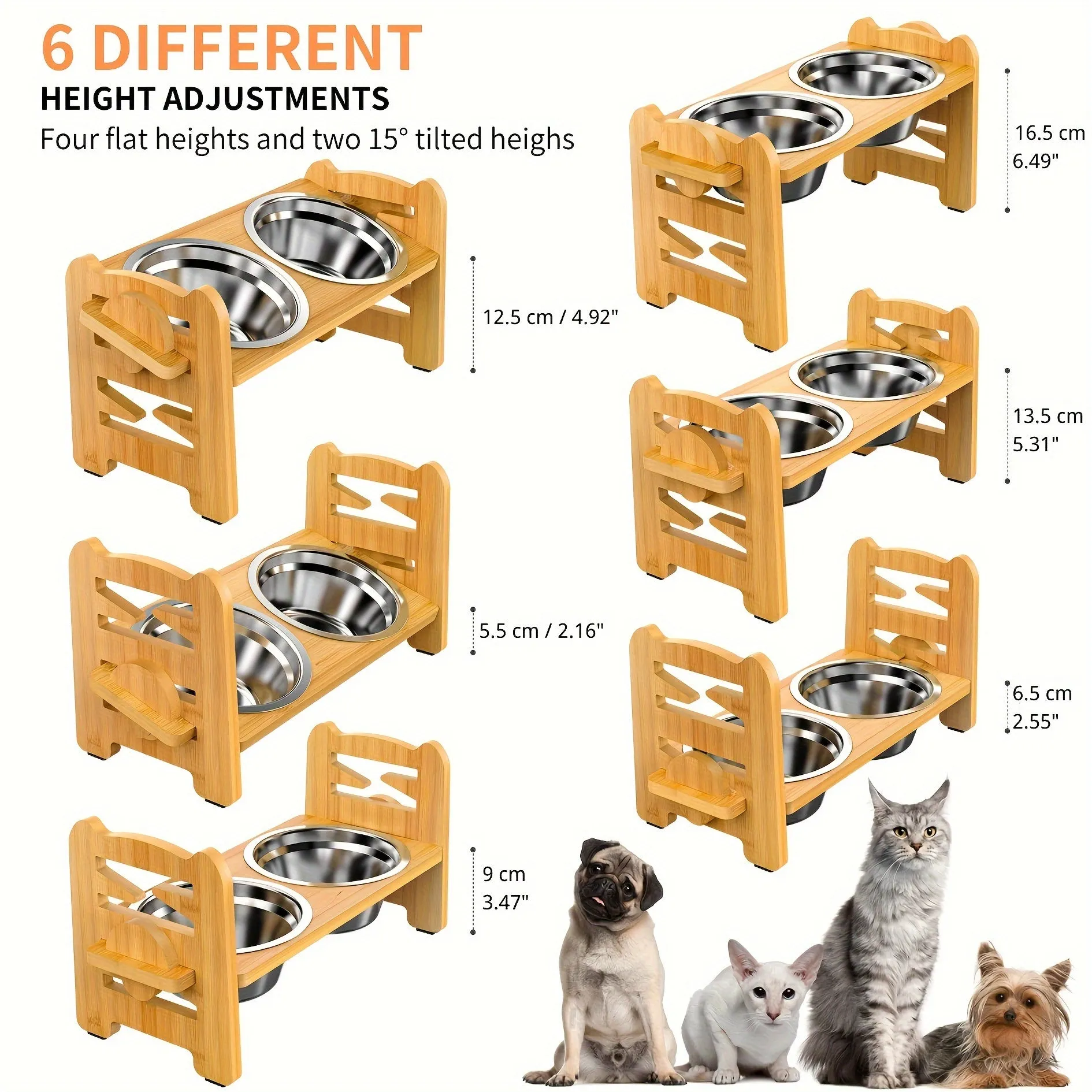 Heightadjustable Dog Feeder Stand Nonslip Double Bowl Neck Protection