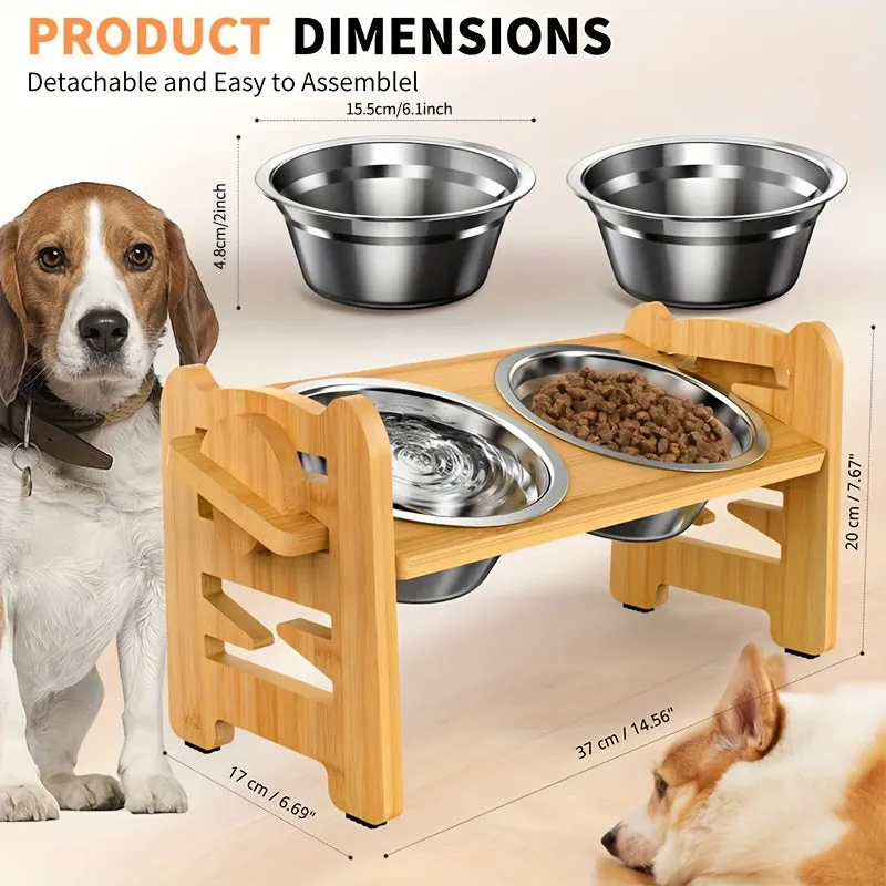 Heightadjustable Dog Feeder Stand Nonslip Double Bowl Neck Protection