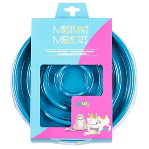 Messy Mutts Interactive Slow Feeder Dog & Cat Bowl Blue