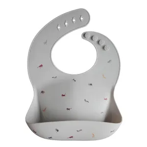 Mushie Silicone Baby Bib Safari Light Grey