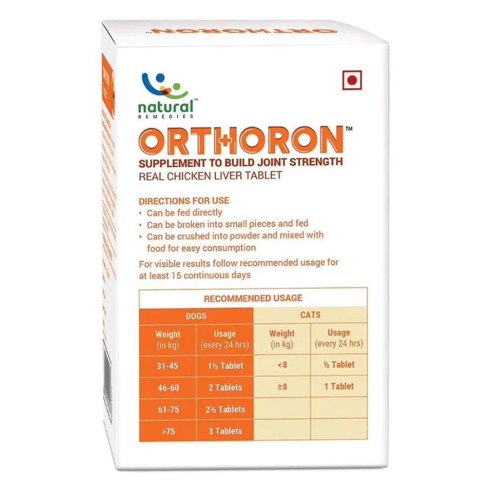 Natural Remedies Orthoron Joint Supplement Tablets for Dogs and Cats (Buy 1 Get 1) (Limited Shelf Life)