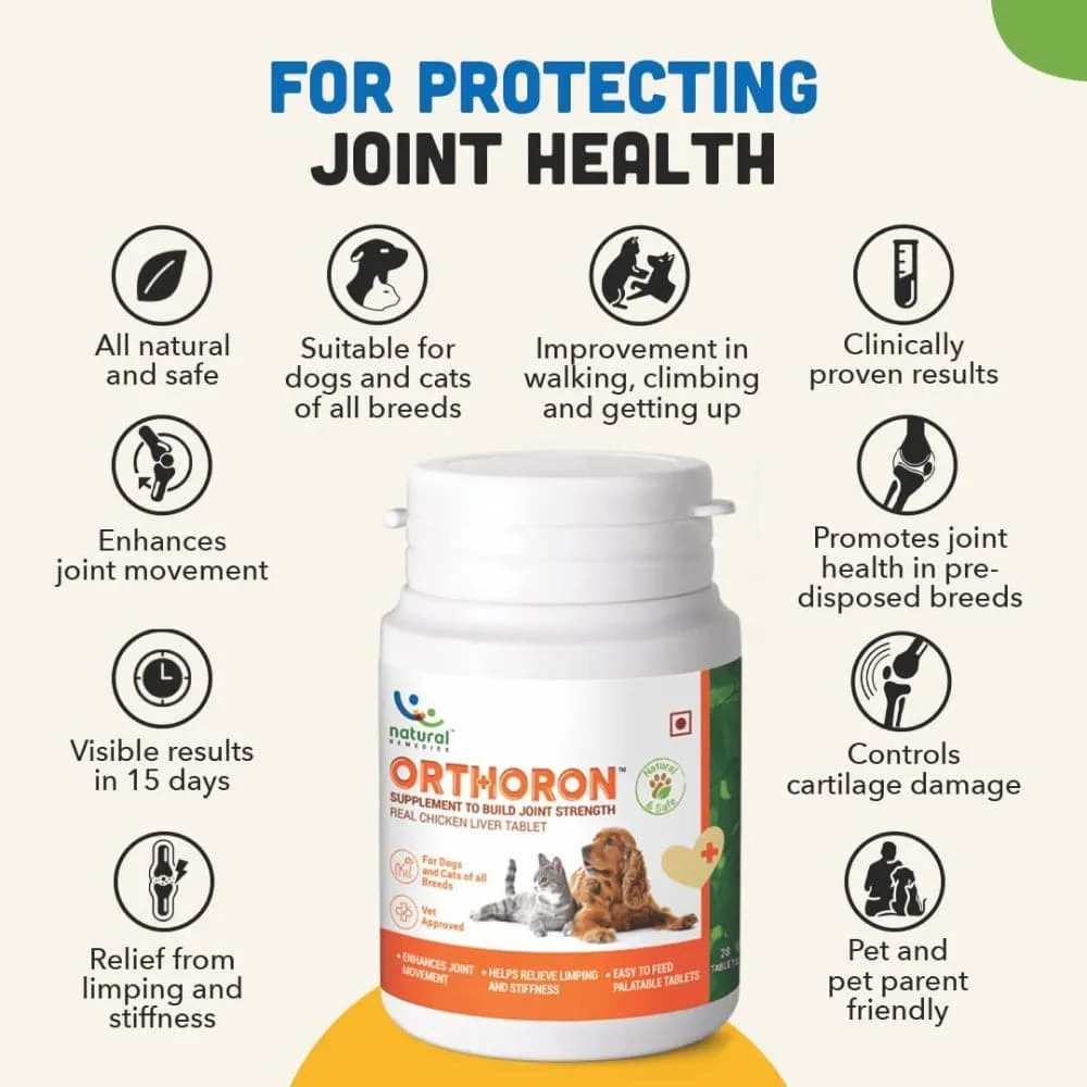 Natural Remedies Orthoron Joint Supplement Tablets for Dogs and Cats (Buy 1 Get 1) (Limited Shelf Life)