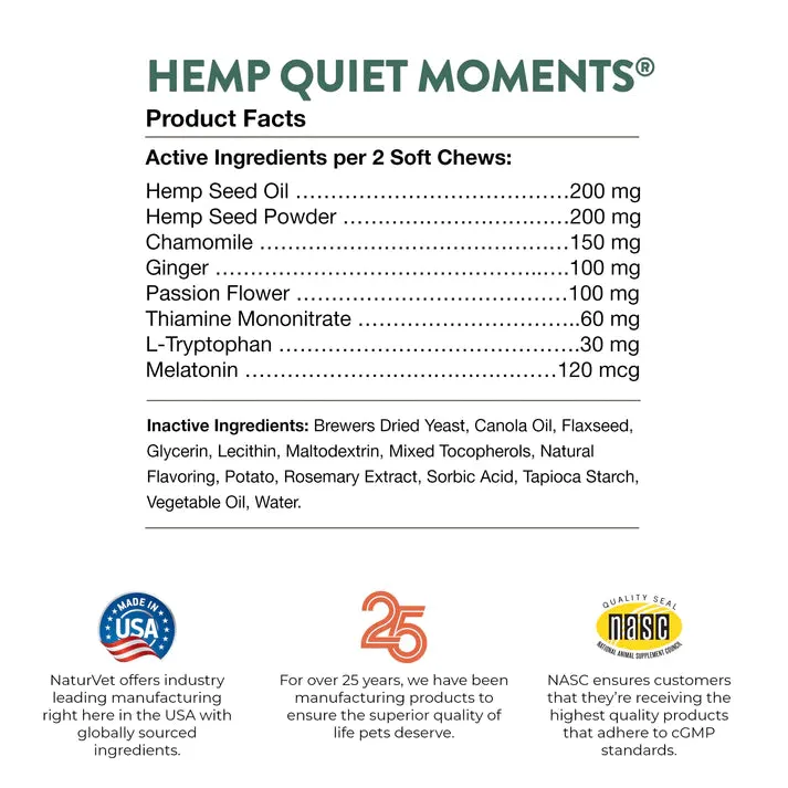 NaturVet Hemp Quiet Moments plus Hemp Seed