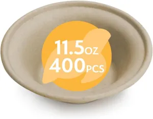 Paper Bowls for Soup Pasta Cereal Salad Ice Cream, Disposable Bamboo Large Bowls, Compostable, Biodegradable, Unbleached