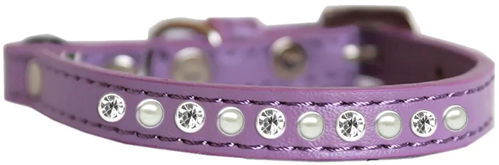 Pearl And Clear Jewel Cat Safety Collar Lavender Size 12