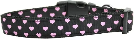 Pink And Black Dotty Hearts Nylon Dog Collar Xl