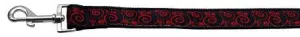 Red and Black Swirly Nylon Ribbon Dog Collars 1 wide 4ft Leash