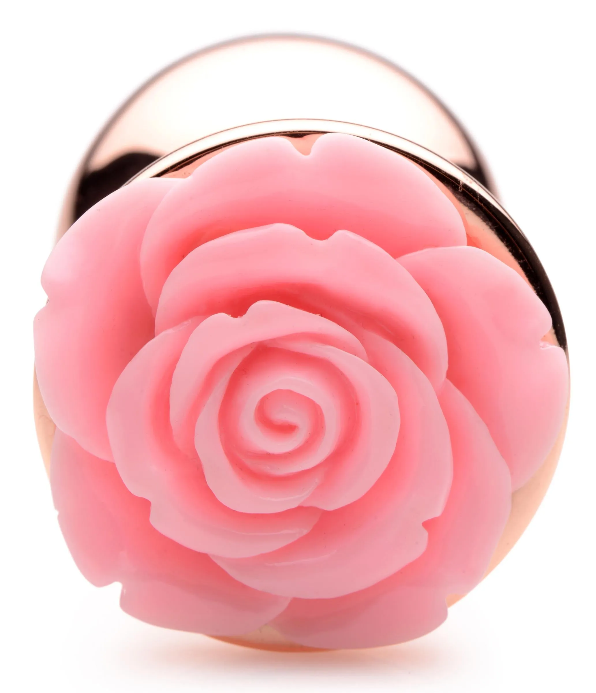 Rose Gold Anal Plug With Pink Flower