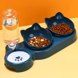 Ultimate 3in1 Pet Feeder Tilted Design Water Bottle Included