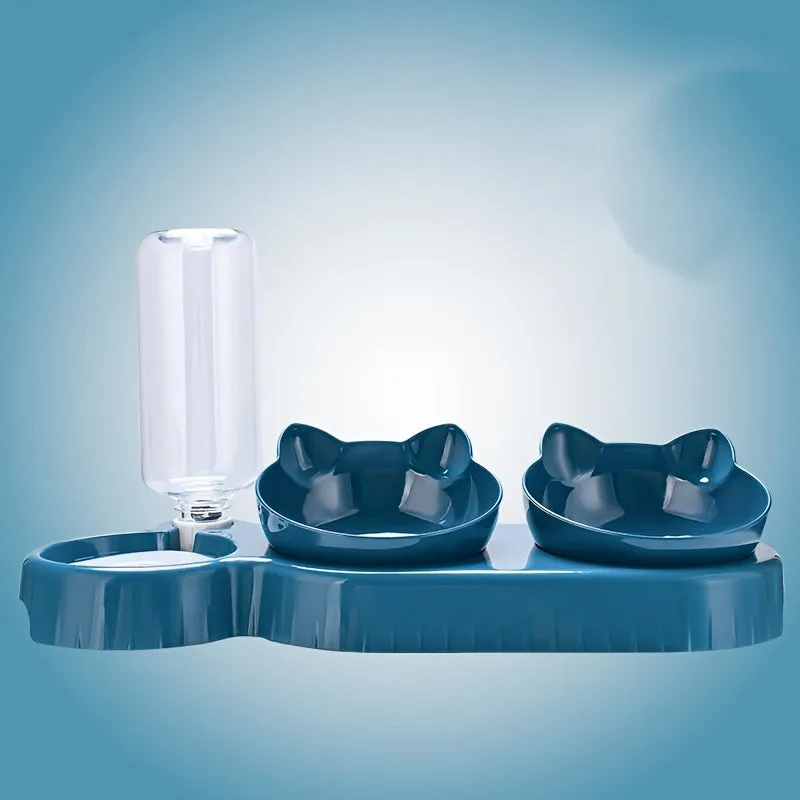 Ultimate 3in1 Pet Feeder Tilted Design Water Bottle Included